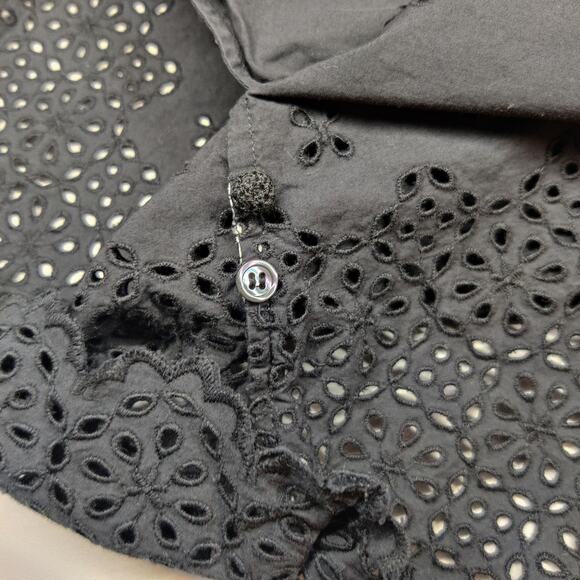 Ulla Johnson Gemma Broderie Anglaise Eyelet Cotton Poplin Shirt Dress Black 8/10 - Picture 14 of 14